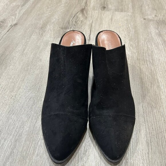 American Eagle Black Mule Point Toe Faux Suede Women's Size 9.5 - Picture 3 of 7